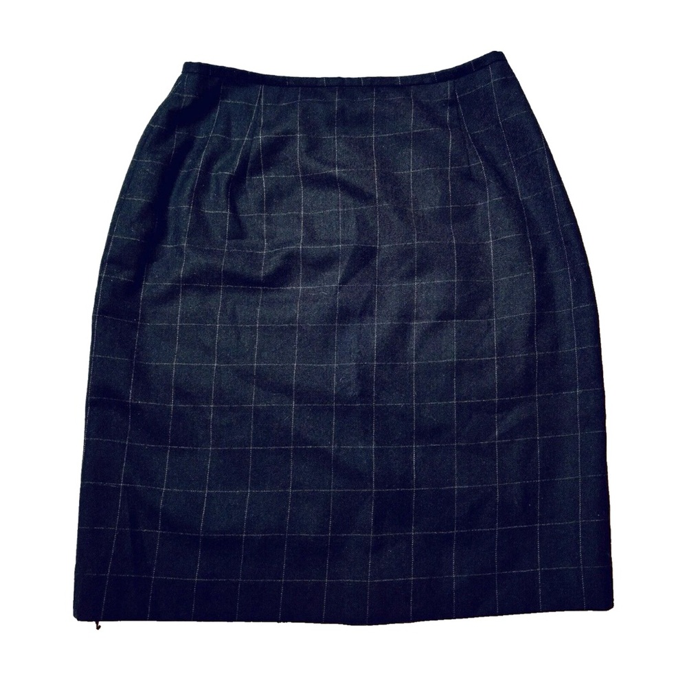 Lauren Ralph Lauren Size 8 Worsted Wool Pencil Skirt Brown Window Pane Career